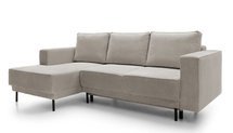 Rodario mini dark beige corner sofa with sleeping function with left-hand corduroy container