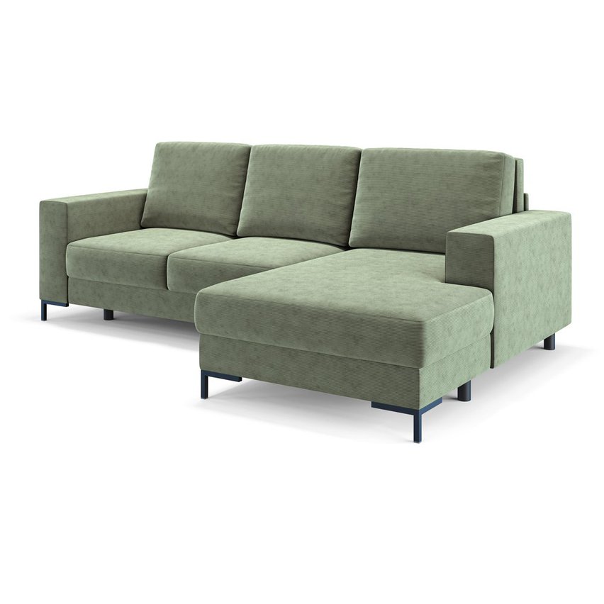 Mokpeo corner sofa bed (Fabric: Scala Forest, Legs: Black, Side: Right)