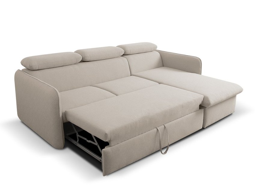 Corner sofa with sleeping function Paladia Castel 03 in hydrophobic velvet fabric, right-hand side