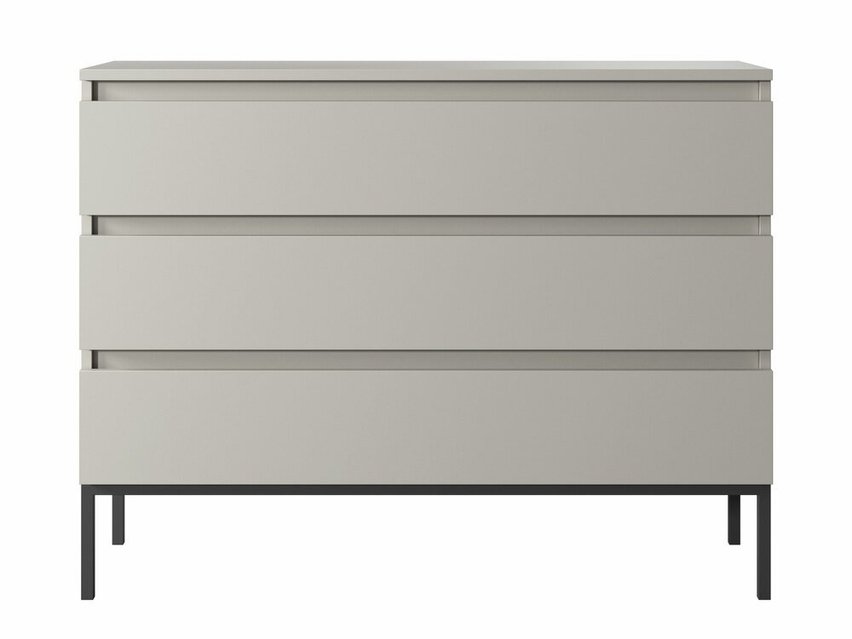 Bemmi three-drawer chest of drawers, beige with black legs