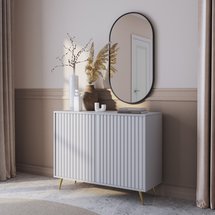 Bello chest of drawers with lamella fronts, 104 cm, white, with gold legs