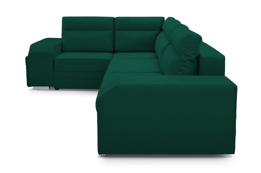 Umill L corner sofa bed with bar and pouffe (Fabric: Monolith 37, Side: Left)