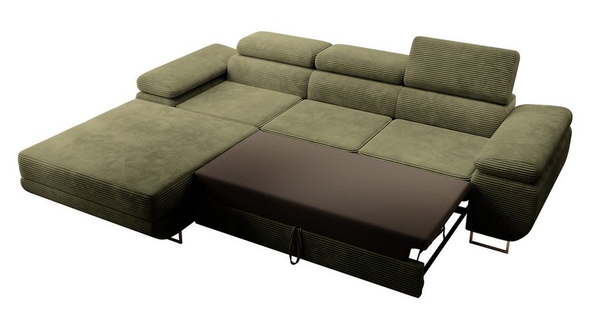 Ganta L-shaped corner sofa with sleeping function with container Poso 46 left-hand corduroy