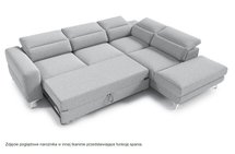 Pomello L-shaped corner sofa with sleeping function with storage and adjustable headrests Letto 83 easy-cleaning velvet right-hand side