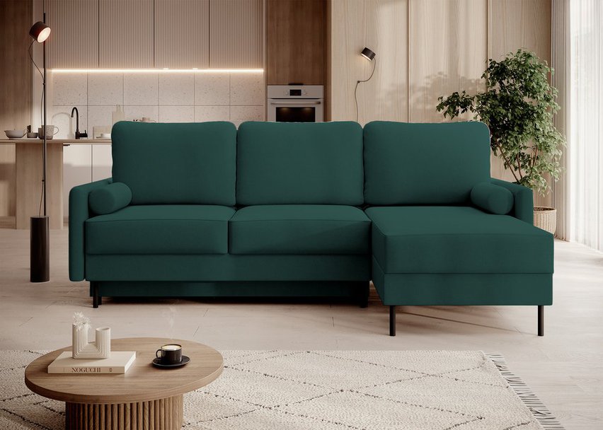 Tomonde L-shaped corner sofa with sleeping function with universal container