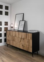 Bello six-drawer chest of drawers, wotan oak, with black legs