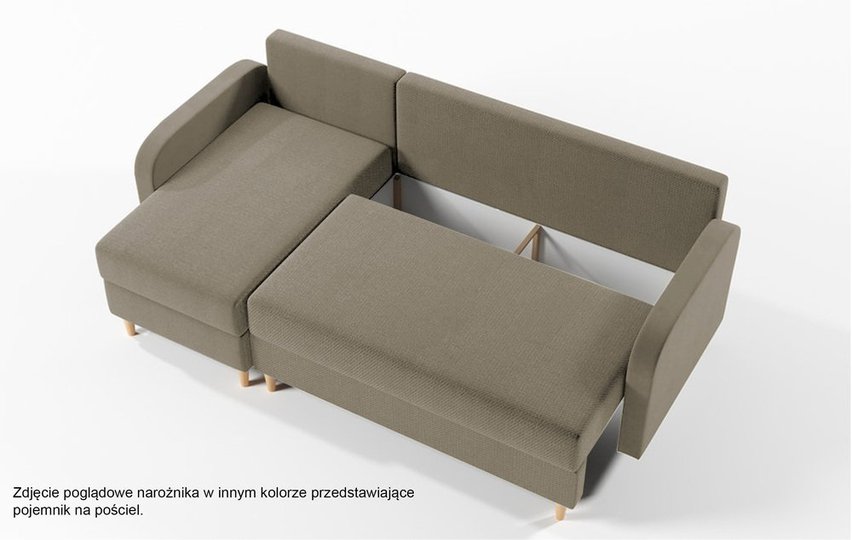 Corner sofa with sleeping function Parcully L-shaped with container universal Paros 01 velour