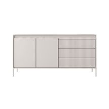 Falsetto two-door chest of drawers with milled front, 153 cm, Beige