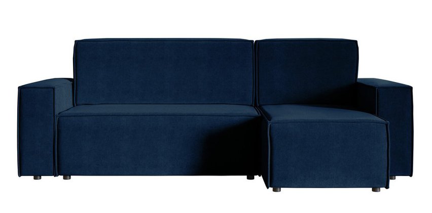 Copertino L-shaped corner sofa with sleeping function with storage, universal, navy blue, hydrophobic velvet