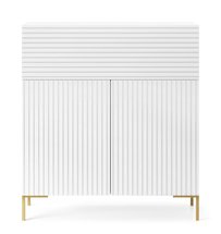 Lammelo tall chest of drawers, 92 cm, white with gold legs