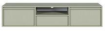 Evo two-door TV cabinet with hanging drawer, 154 cm, sage