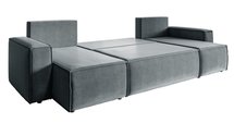 Copertino U-shaped corner sofa with sleeping function with storage, universal, grey, hydrophobic velvet