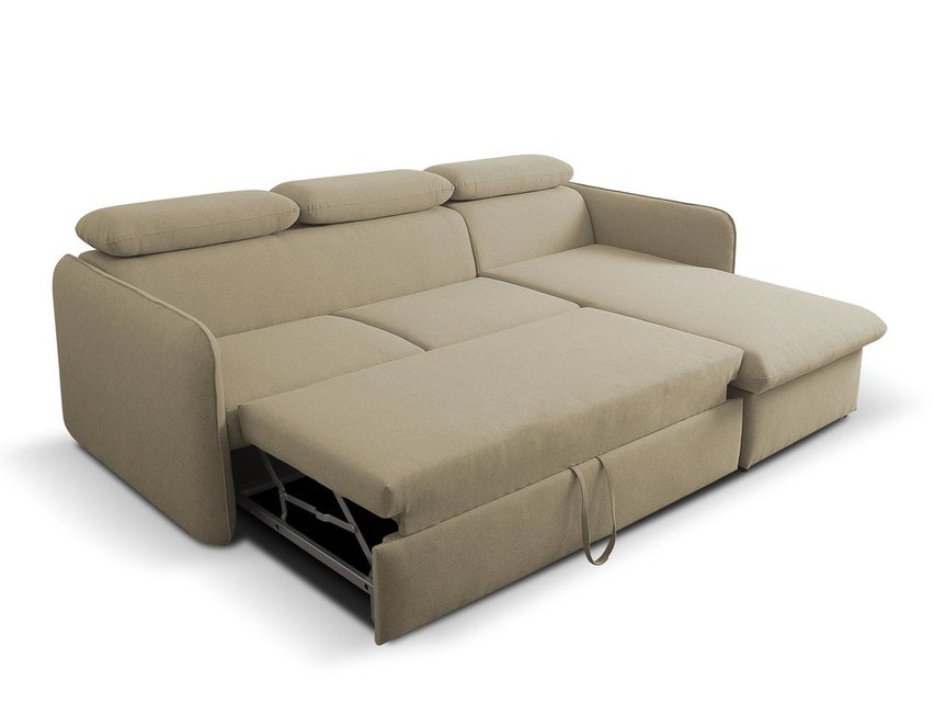 Corner sofa with sleeping function Paladia Castel 15 in hydrophobic velvet fabric, right-hand side