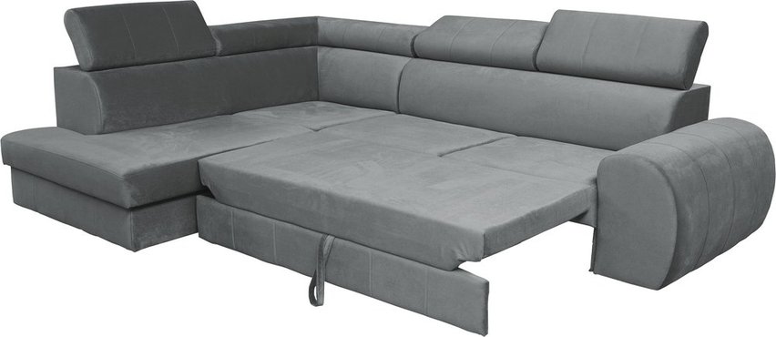 Corner sofa with sleeping function Dulia L-shaped legs black (Fabric: Trinity 14, Side: Left)