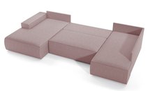 Corner sofa with sleeping function Farese New U-shaped with storage left side pink corduroy