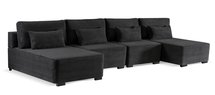 Corner sofa with sleeping function Moduliano U-shaped large with container universal black corduroy