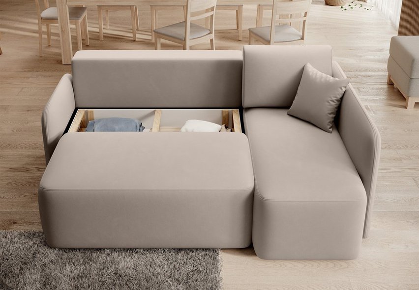 Corner sofa with sleeping function Cascato L-shaped with container Sola 18 right-hand side