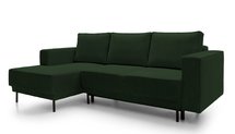 Rodario mini dark green corner sofa with sleeping function with left-hand corduroy container