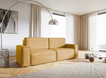 Copertino three-seater sofa, easy-to-clean mustard fabric