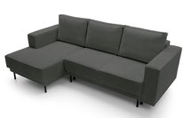 Rodario mini gray corner sofa with sleeping function with left-hand corduroy container