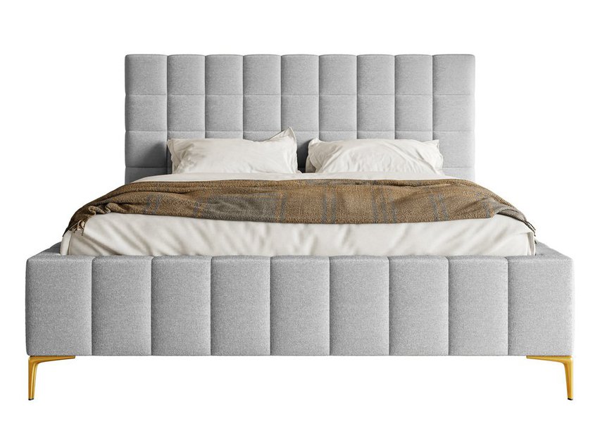 Upholstered bed 180x200 cm Szejlo with container, metal frame Raven 06 chenille