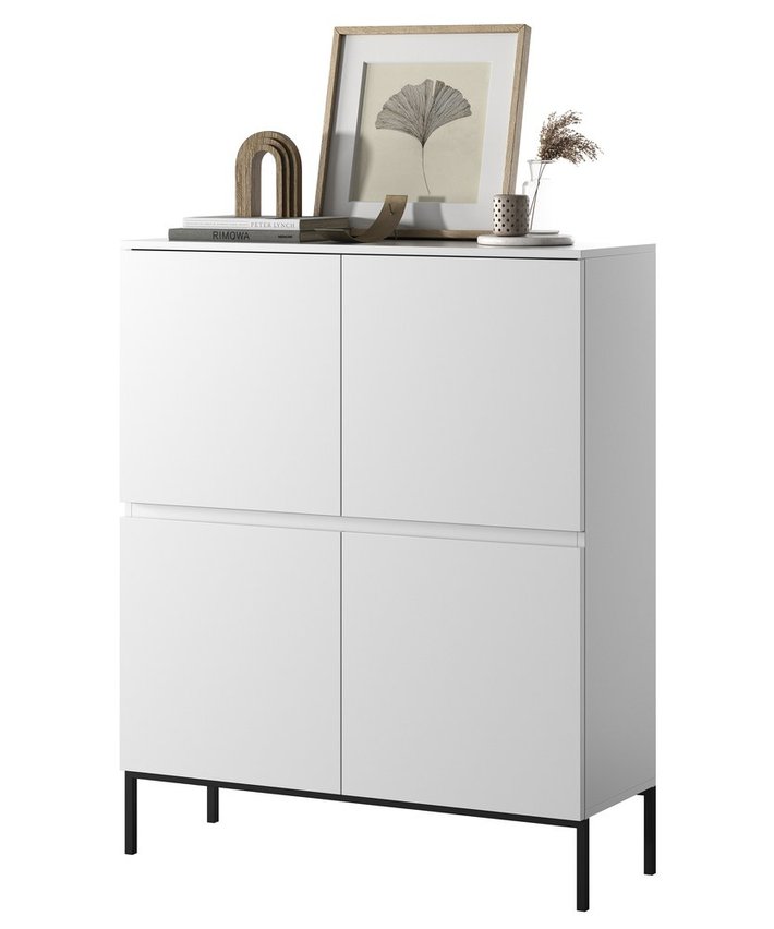 Bemmi tall chest of drawers, 100 cm, white with black legs