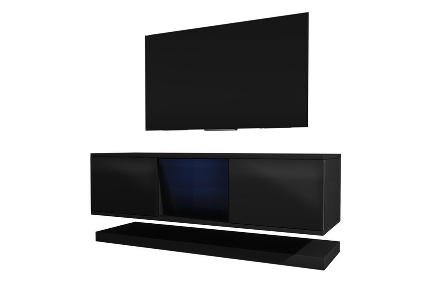 Wizzardin TV Cabinet (Matte Black / Glossy Black, LED)