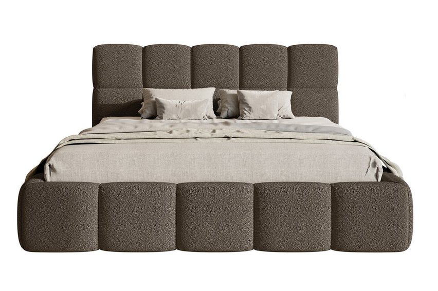 Cloudy upholstered bed 180x200 cm with storage box, brown Legend 07