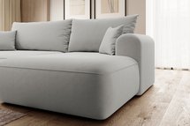 Ovo L-shaped corner sofa with sleeping function with a container in easy-to-clean fabric