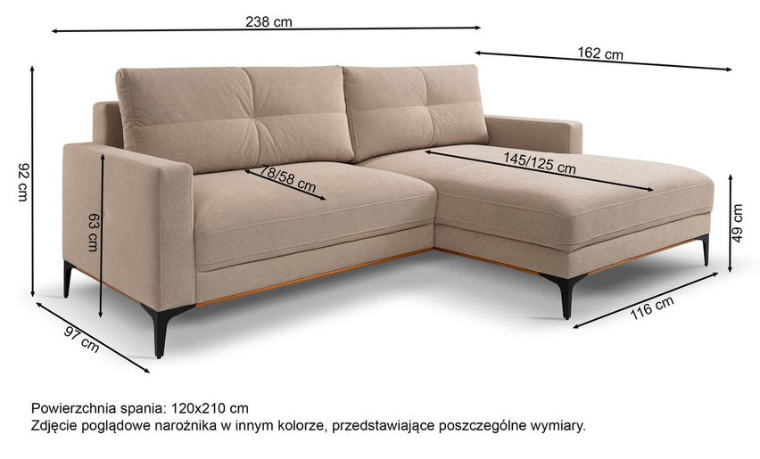 Corner sofa with sleeping function Sabbino L-shaped with storage Curio 39 hydrophobic chenille right-hand side