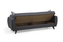 Compulle three-seater sofa with vertical stitching on the backrest, dark gray