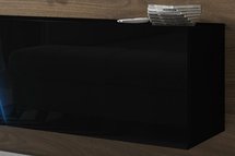 TV cabinet Alamara 160 cm (Color: Matt Black / Glossy Black, Lighting: LED)