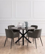 Kardema round dining table 120 cm brown marble on black legs