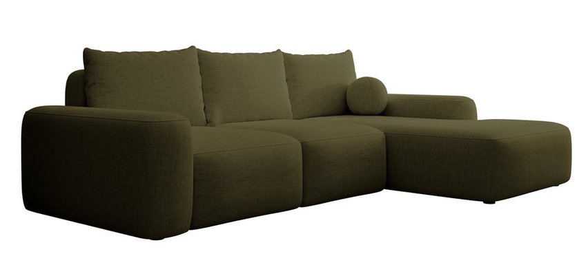 Corner sofa bed Carnos L-shaped with ball, single cushions Moly 38 hydrophobic chenille right-hand side