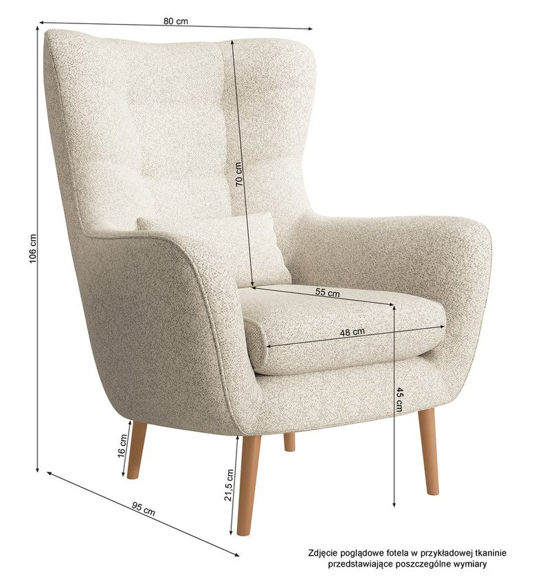 Vence Castel 74 wing chair, velvet, easy-to-clean beech legs