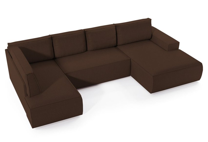 Corner sofa with sleeping function Farese New U-shaped with container right side (Fabric: Poso 06)