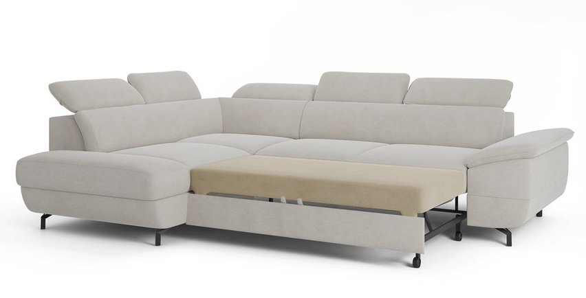 Corner sofa with sleeping function Lambo L-shaped with side Castel 04 with container legs black left-hand side