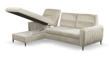 Corner sofa bed Laretta L-shaped with storage (Fabric: Velluto 01, Side: Left)