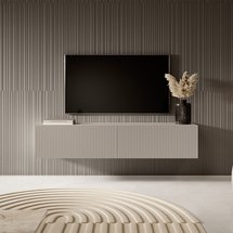 Veldio TV cabinet 140 cm Gray beige with milled front