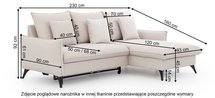 Corner sofa with sleeping function Cambiano L-shaped with storage beige in easy-clean fabric right-hand side