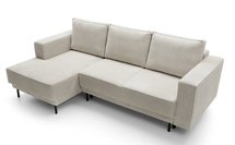 Rodario mini gray beige corner sofa with sleeping function with left-hand corduroy container