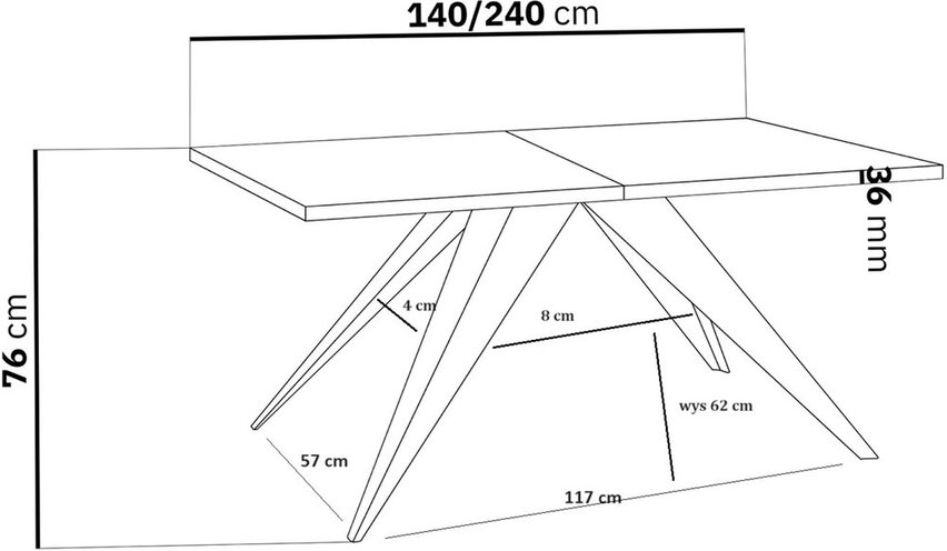 Scalize extendable table 140/200 cm Sherman oak with black steel frame