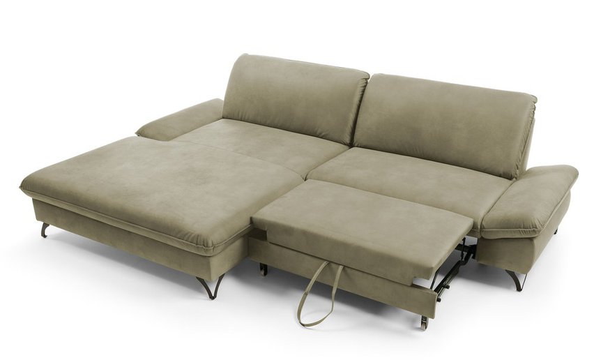 Corner sofa with sleeping function Vitala Castel 15 L-shaped with container, easy-cleaning velvet, left-hand side