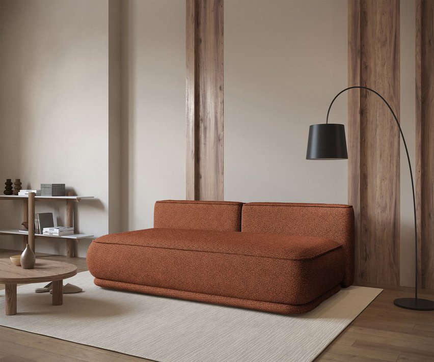 Leanno three-seater sofa with Loop 10 boucle container