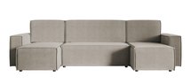 Copertino U-shaped corner sofa with sleeping function with storage, universal, gray-beige, hydrophobic velvet