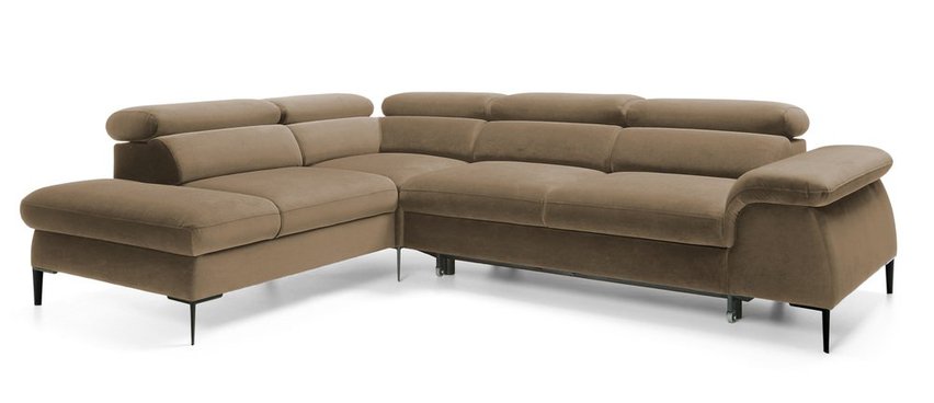 Naverro L-shaped corner sofa bed (Side: Left, Fabric: Monolith 09)