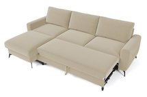 Softano L-shaped corner sofa with sleeping function with Cloud 03 container, easy-cleaning, hydrophobic velvet, right-hand side