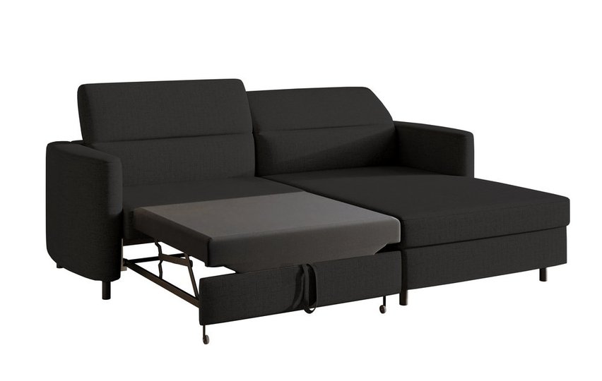 Busu Moly 99 corner sofa with sleeping function with a container, black legs, right-handed