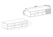 Lamelia TV cabinet with two drawers and Artisan-colored slats