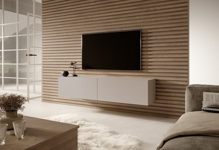 Bisira TV cabinet 140 cm Gray beige